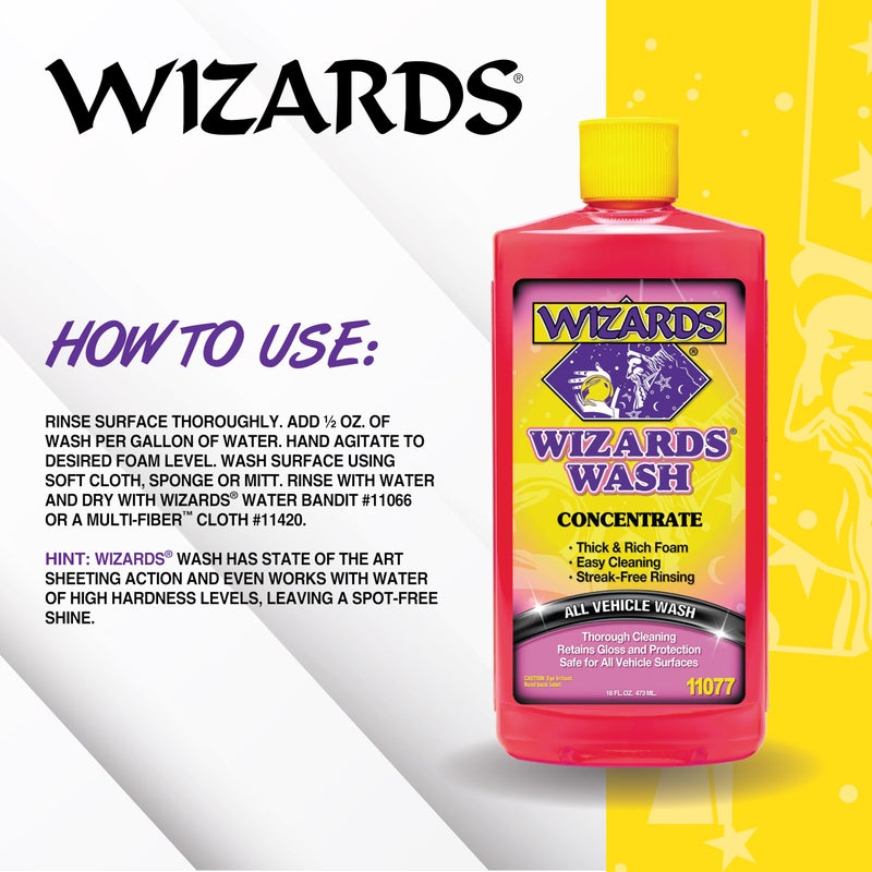 WIZARDS غسيل سيارات ويزاردز - صابون غسيل سيارات مركز للغاية - صابون غسيل سيارات قابل للتحلل بدون ملح مع رغوة كثيفة - منتجات العناية الخارجية للاستخدام البحري - صابون قاذف الرغوة لوازم غسيل السيارات - 16 أونصة - Image 3